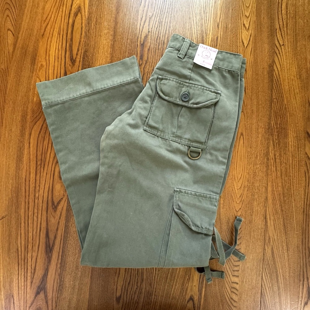 NWT Duck Head Green Military Tie Cotton Cargo Pants Size 5‎